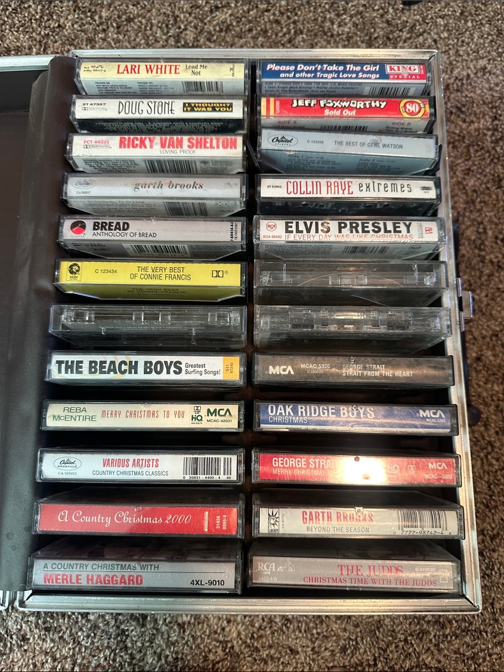 Cassette Tape Storage Case with Multiple Vintage Tapes - Black